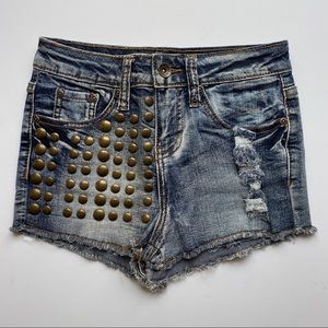 Denim Studded Jean Shorts